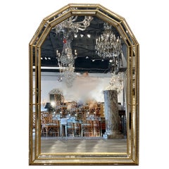 Vintage Italian Beaded Giltwood Arch Top Mirror