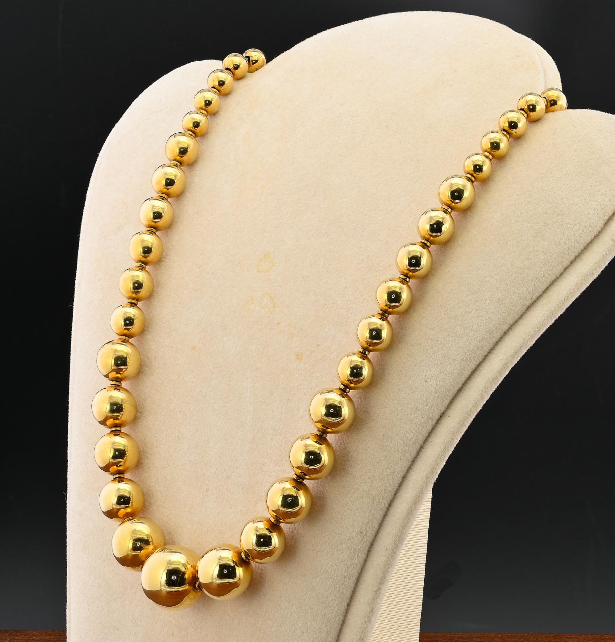 Italienische Perlen-Halskette im Vintage-Stil 45 Gramm 18 KT Gold Damen im Angebot