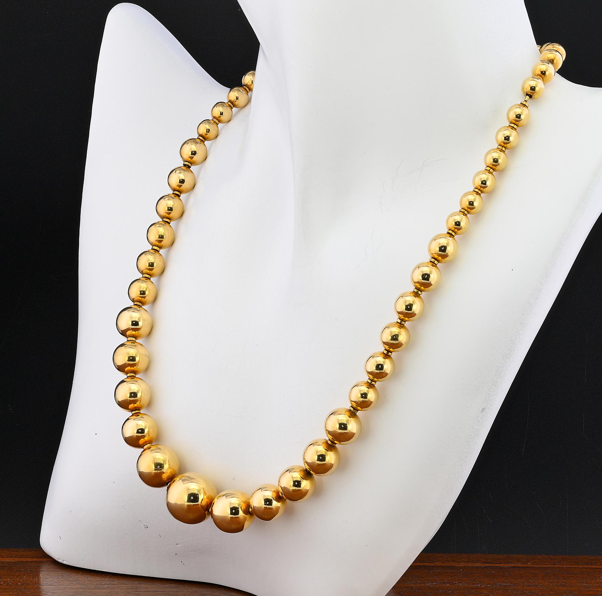 Italienische Perlen-Halskette im Vintage-Stil 45 Gramm 18 KT Gold im Angebot 1