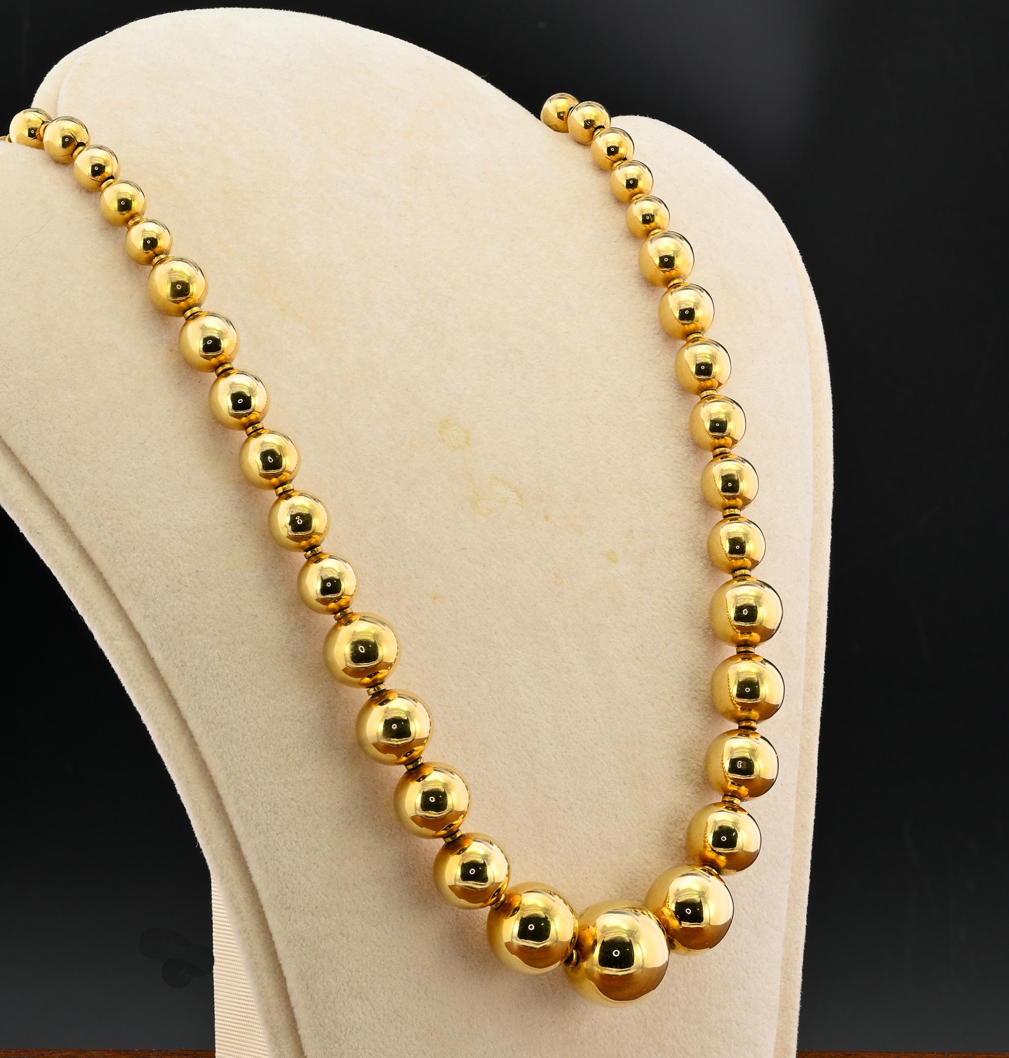 Italienische Perlen-Halskette im Vintage-Stil 45 Gramm 18 KT Gold im Angebot 2