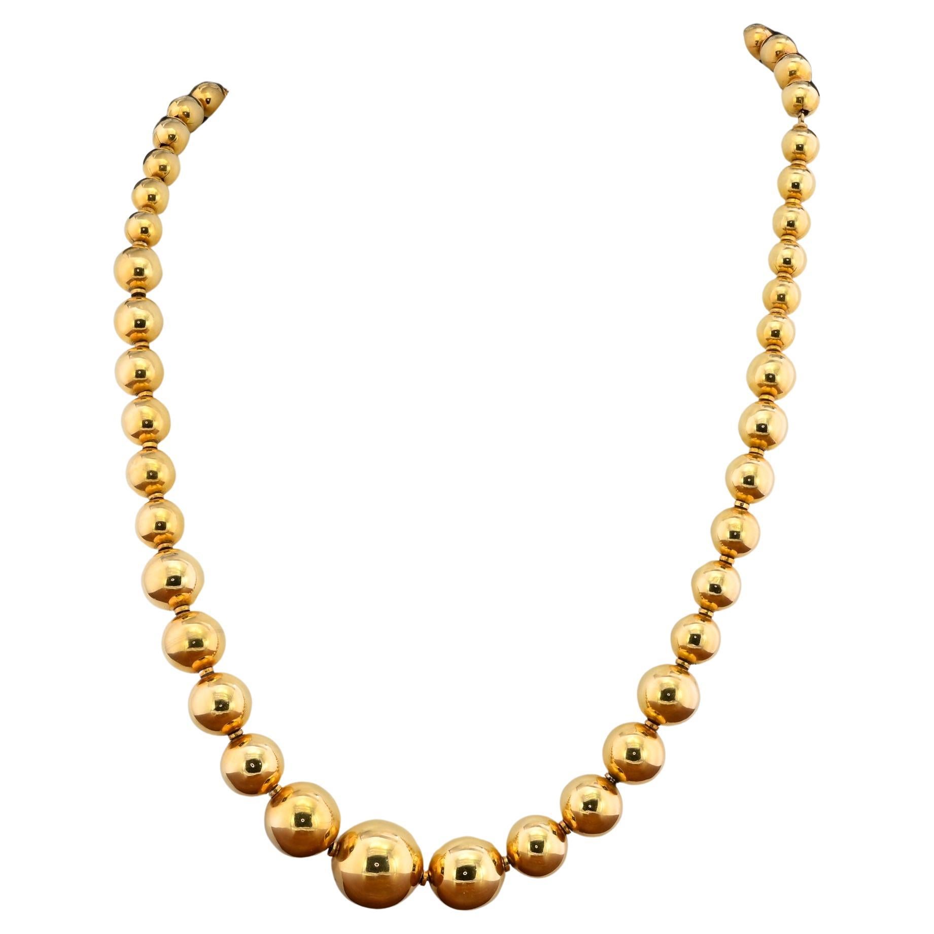 Italienische Perlen-Halskette im Vintage-Stil 45 Gramm 18 KT Gold im Angebot