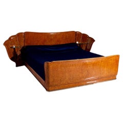 Italienisches Vintage-Bett, hergestellt von Valzania mit Nachttischen aus Glas und Messing