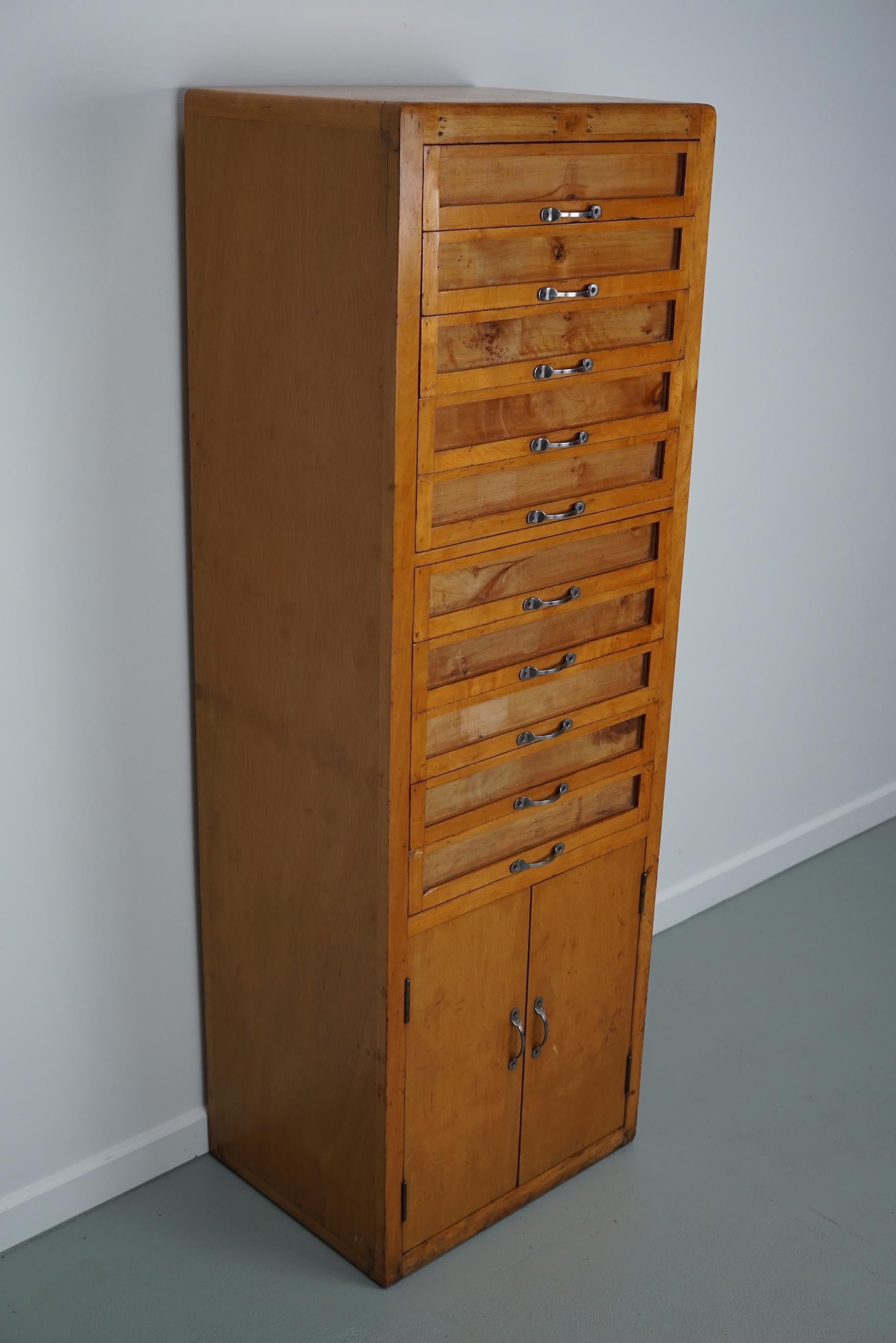 European Vintage Italian Beech Haberdashery Shop Cabinet, 1950s For Sale