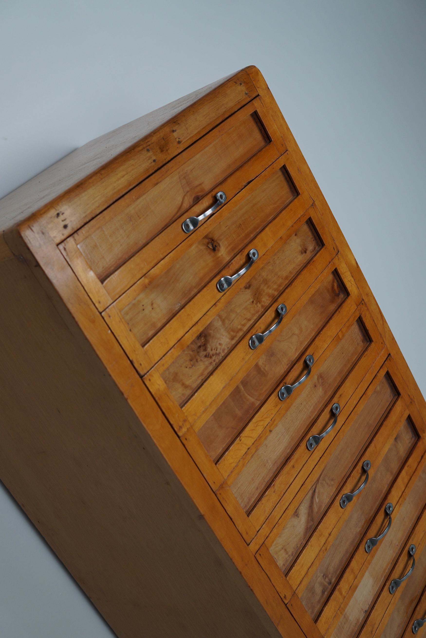 Vintage Italian Beech Haberdashery Shop Cabinet, 1950s In Good Condition For Sale In Nijmegen, NL