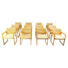 Vintage italian beech wooden dining chairs, 1970s - set of 12