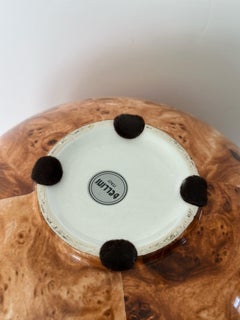 Vintage Italian Bellini Faux Bois Burl Wood Ceramic Round Vase