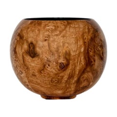 Vintage Italian Bellini Faux Bois Burl Wood Ceramic Round Vase