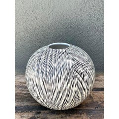Vintage Italian Bellini Glazed Ceramic Geometric Vase