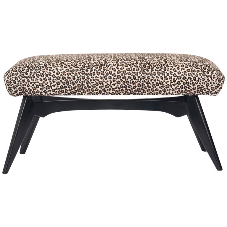 Vintage Italian Bench In Leopard Print Hair Hide For Sale At 1stdibs