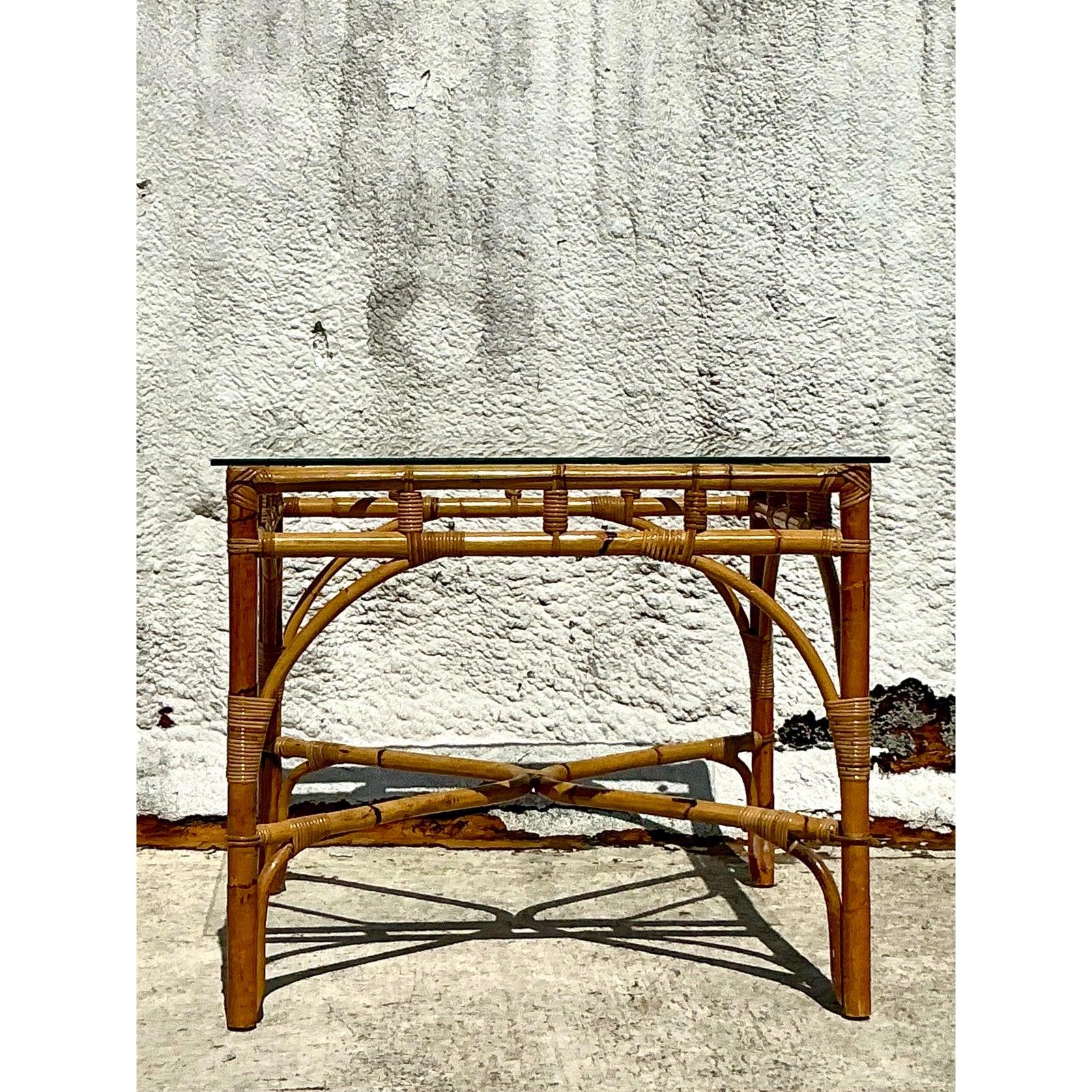 20th Century Vintage Italian Bent Bamboo Game Table For Sale