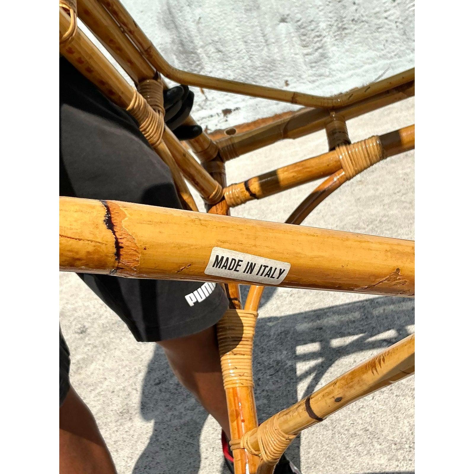 Vintage Italian Bent Bamboo Game Table For Sale 1