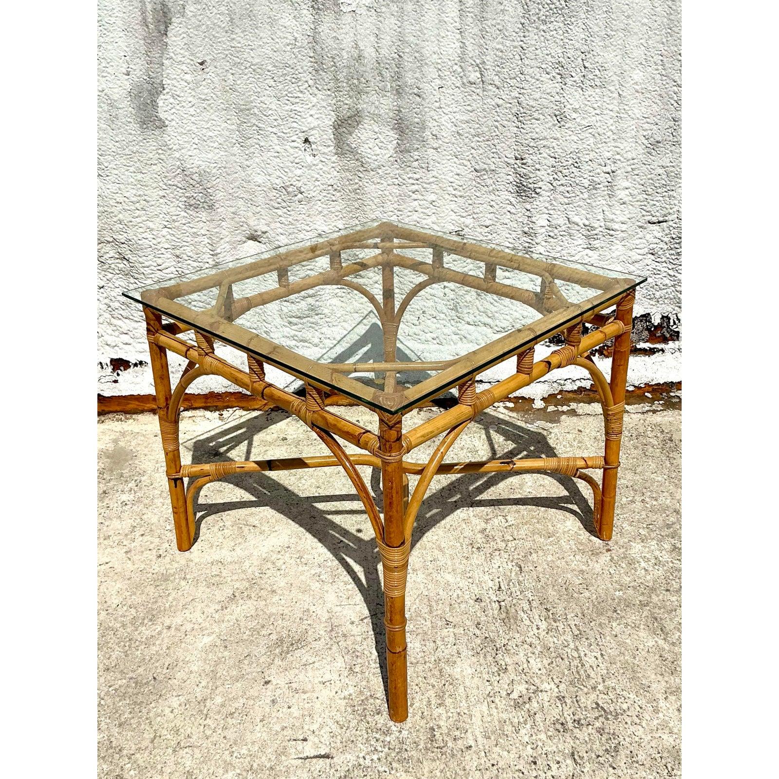 Vintage Italian Bent Bamboo Game Table For Sale 2