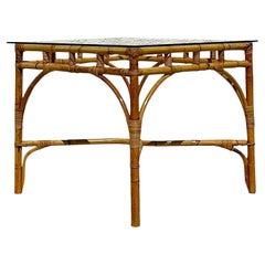 Mesa de juego vintage italiana de bambú curvado