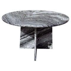 Vintage Italian Bianco Lasa / Covelano Marble Round Coffee Table