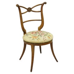 Vintage Italian Biedermeier Saber Leg Accent Side Chair with Needlepoint Seat