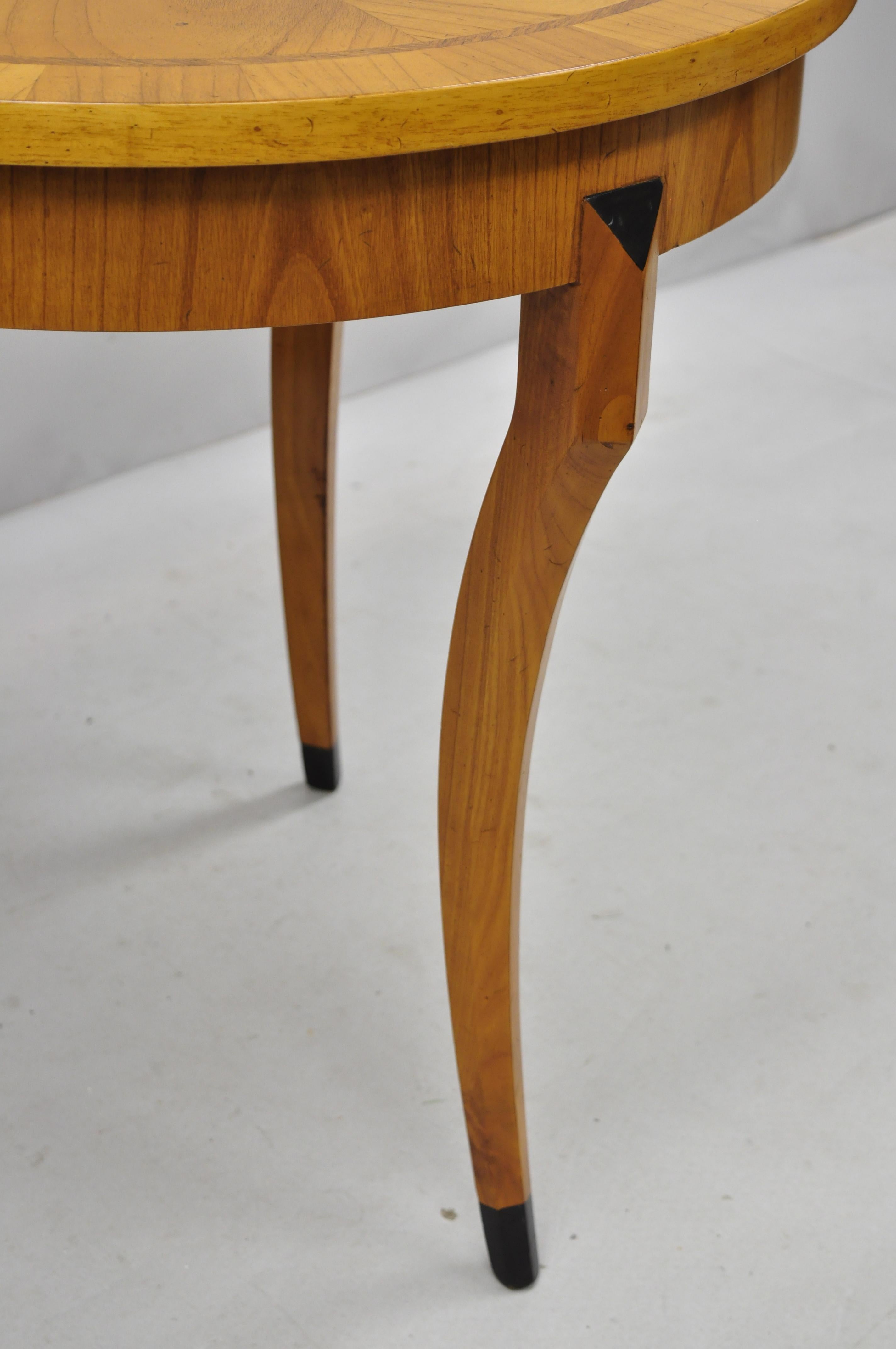Wood Vintage Italian Biedermeier Style Saber Leg Round Lamp Side Table