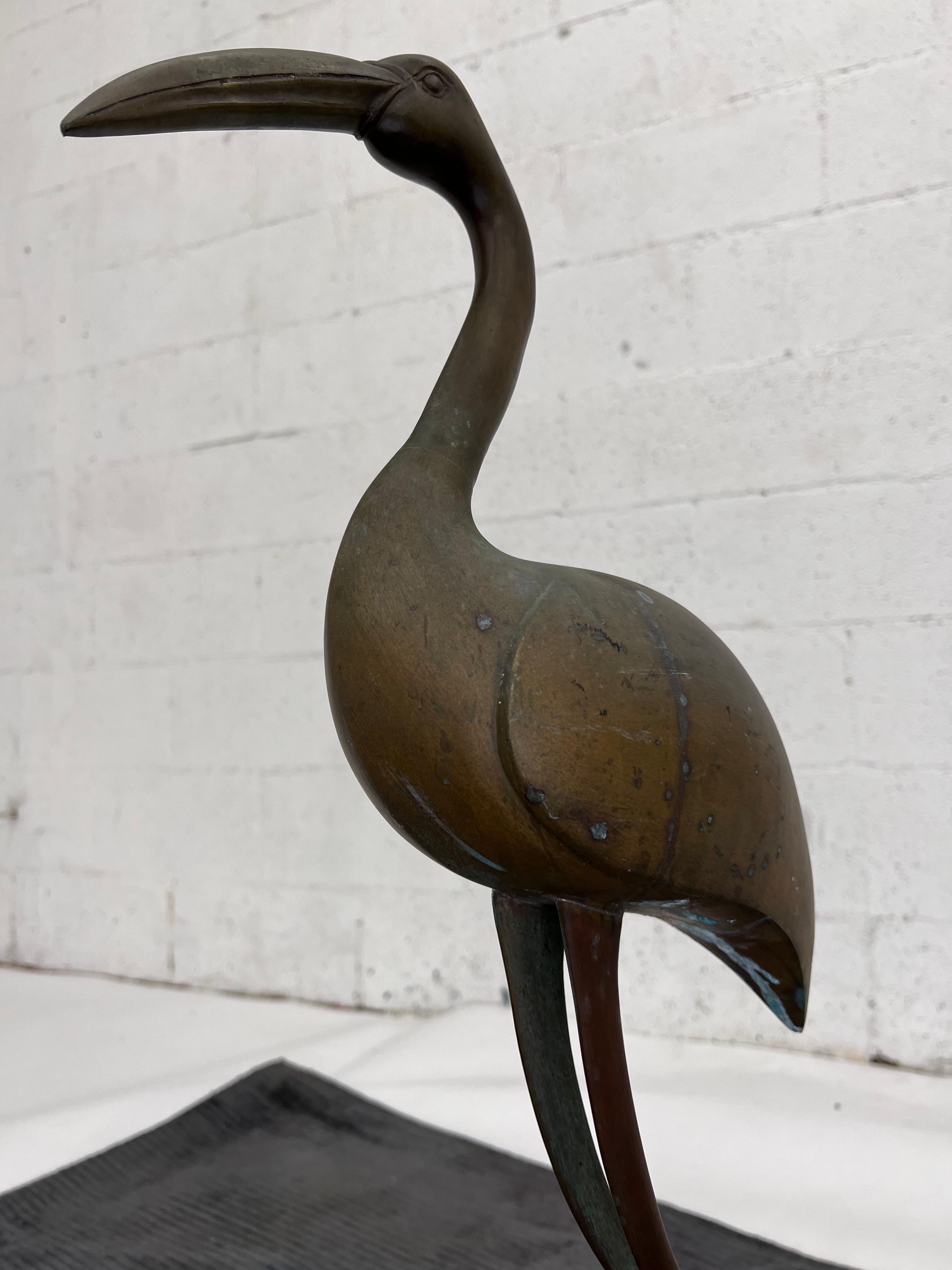 Vintage Italian Big Bronze Heron or Crane, 1970s 4