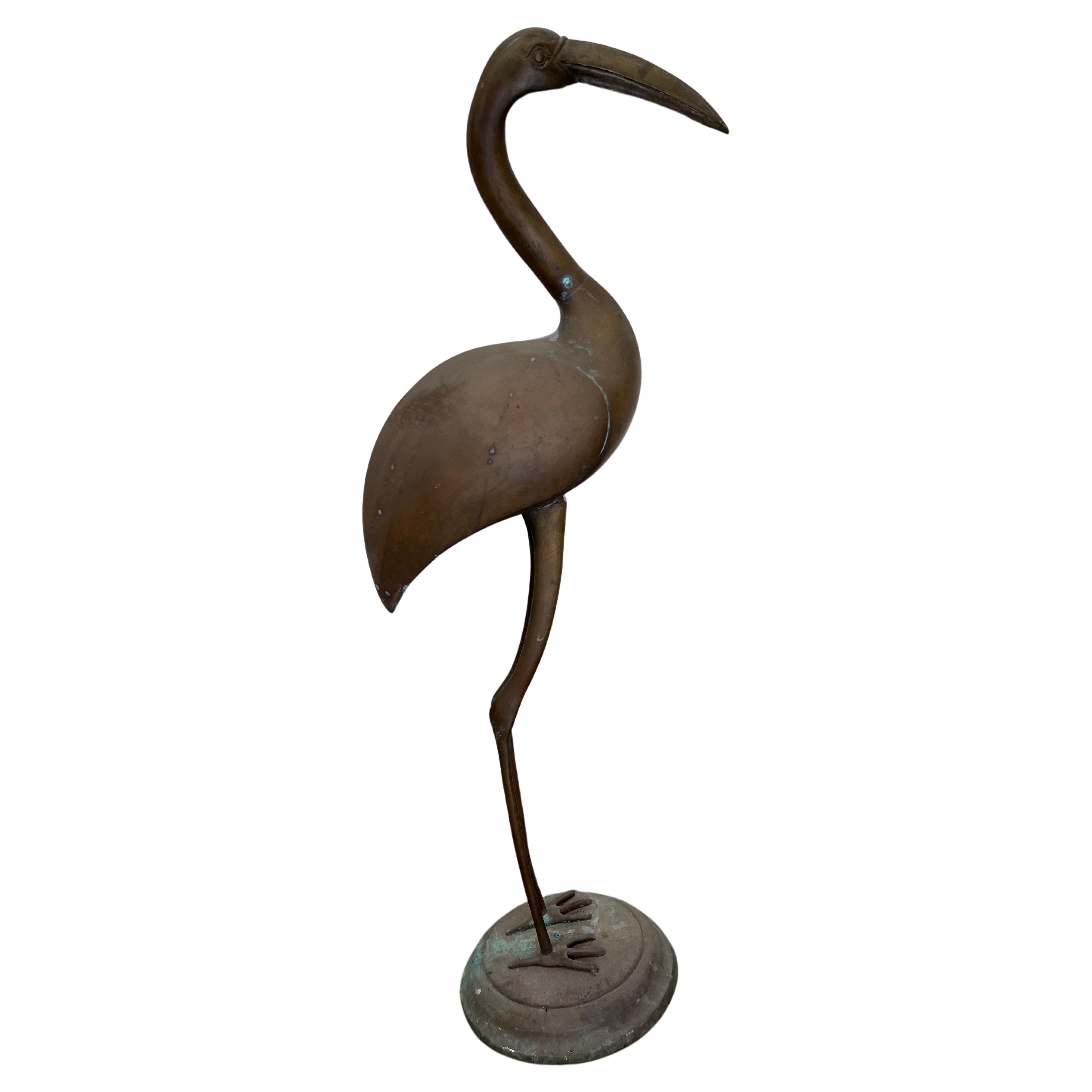 Vintage Italian Big Bronze Heron or Crane, 1970s