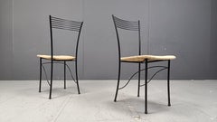 Vintage italian bistro and papercord dining chairs, 1980s
