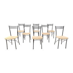Vintage italian bistro and papercord dining chairs, 1980s