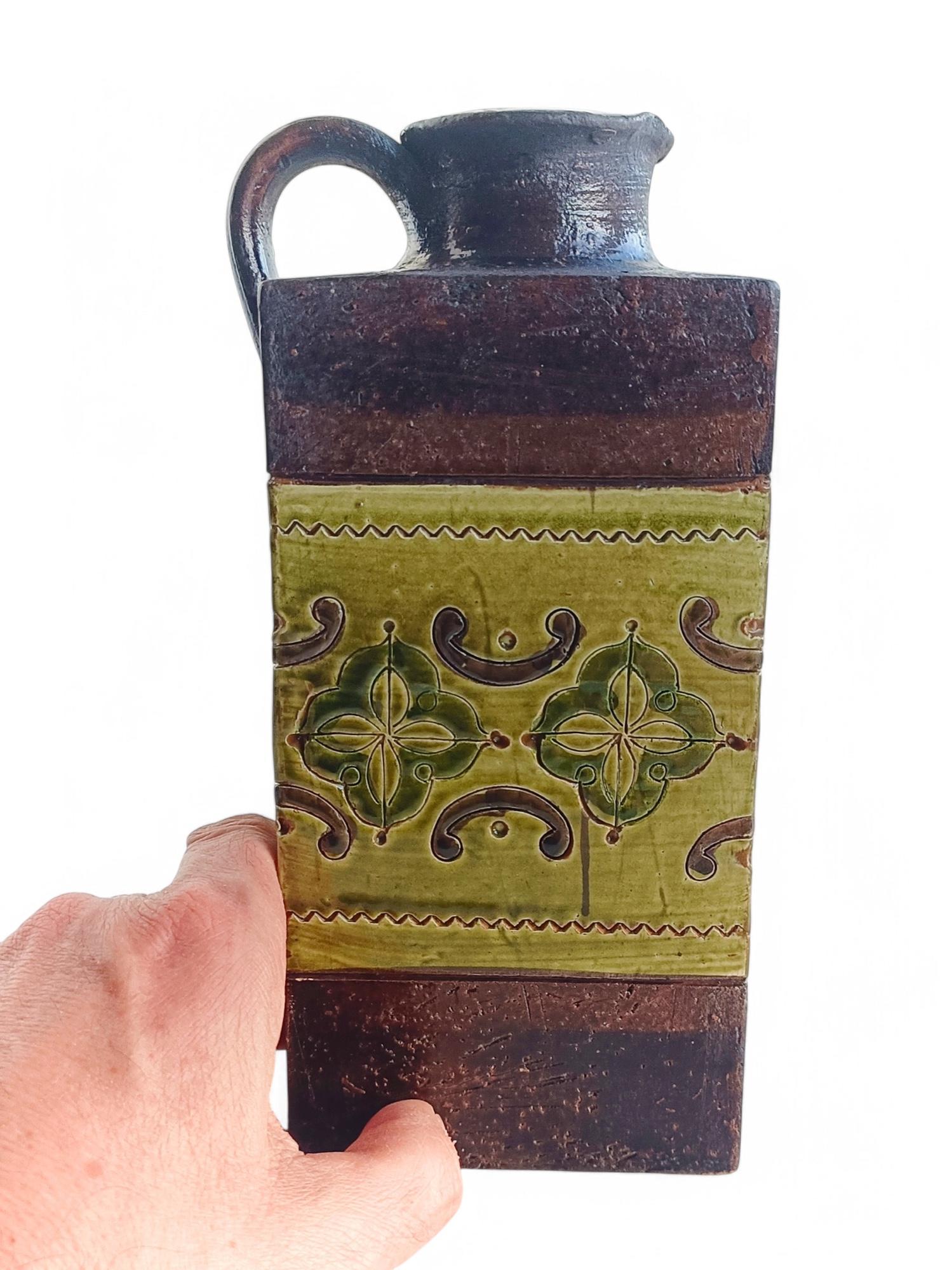 Mid-Century Modern Rustic Mid Century Bitossi Aldo Londi ¨Arabesque Decor¨ Ceramic Pitcher, 1960s For Sale