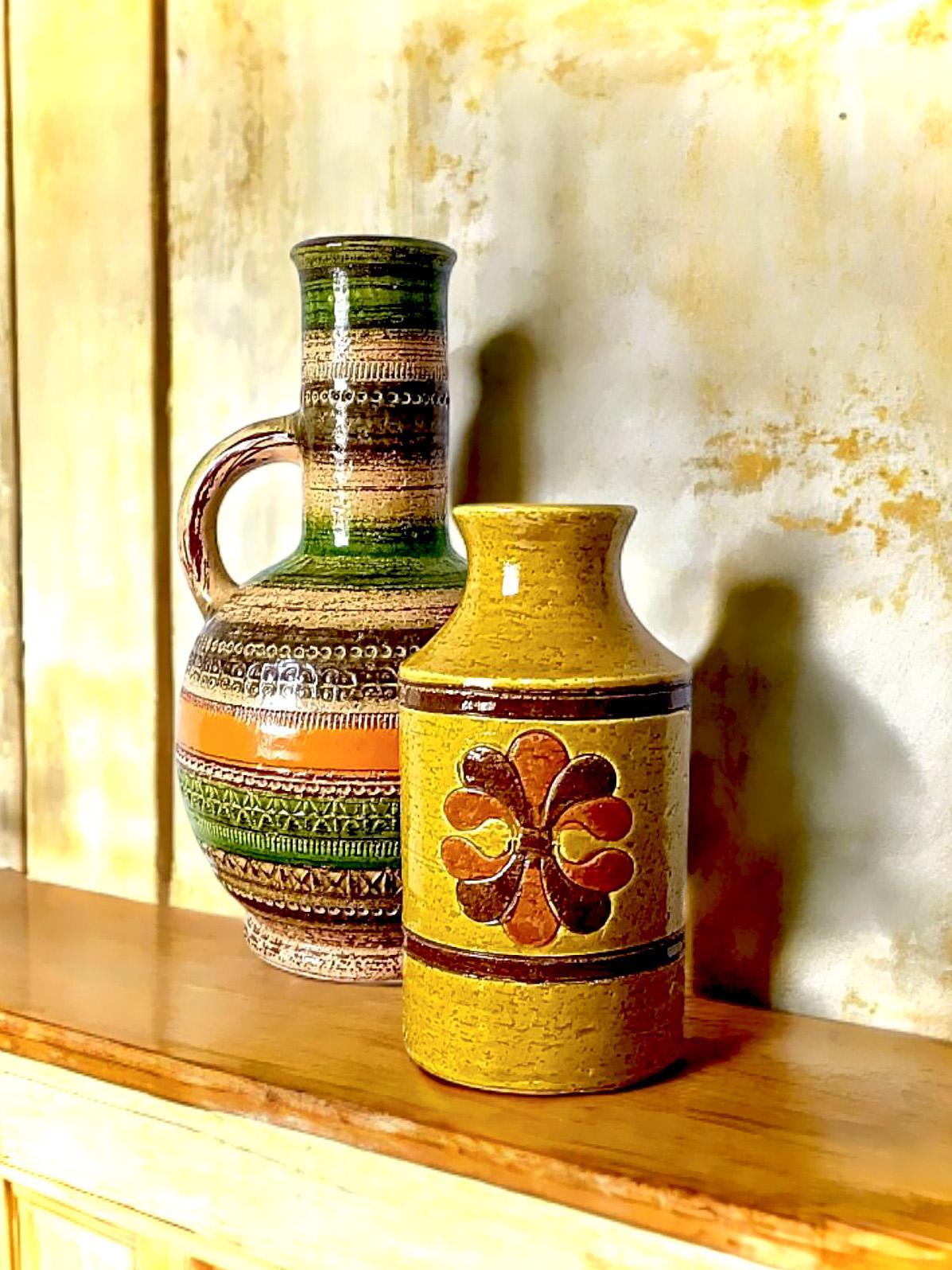 Fatto a mano Vaso italiano d'epoca in ceramica Bitossi di Aldo Londi, Mid Century Modern, 1960 in vendita