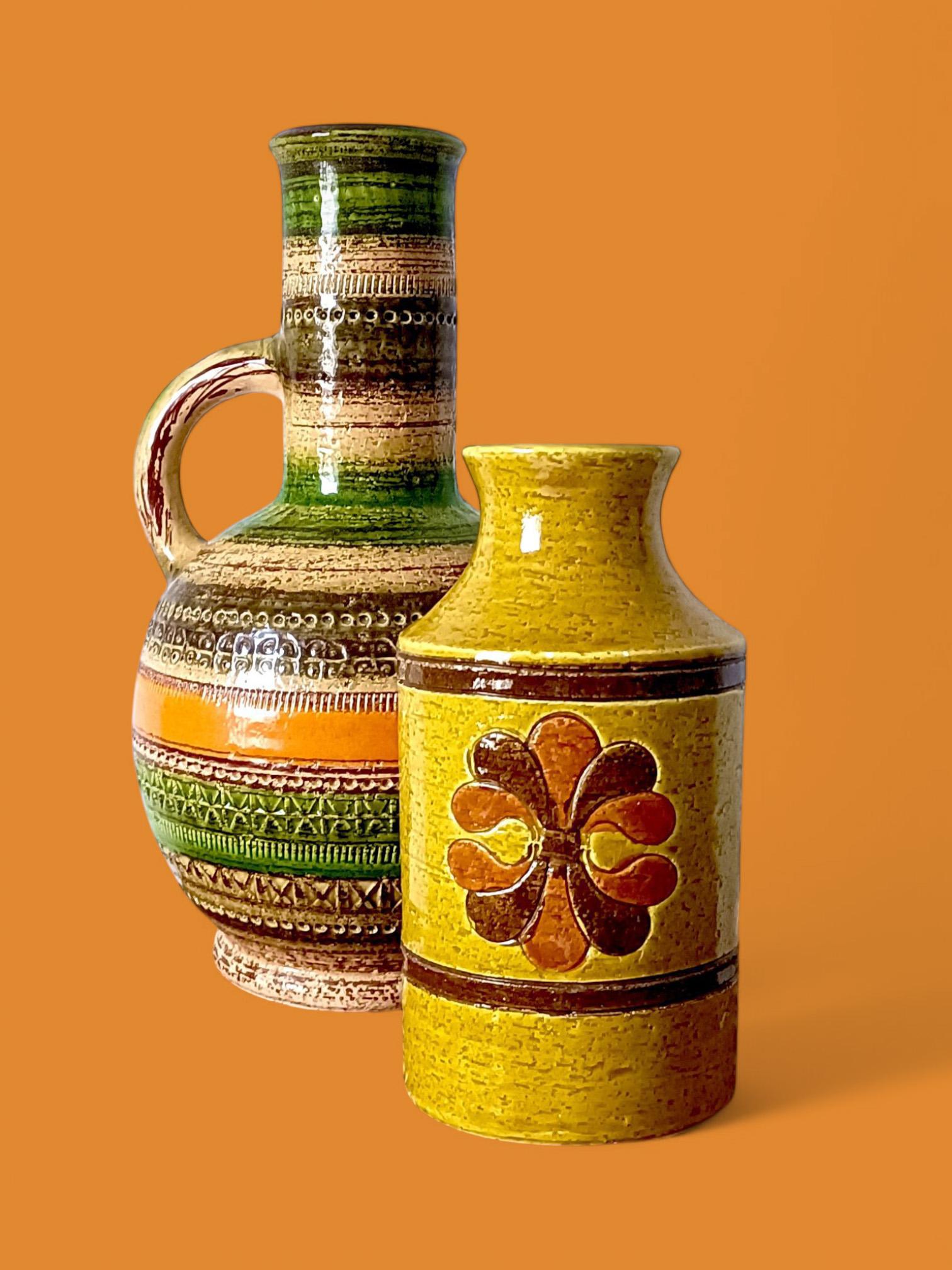 Metà XX secolo Vaso italiano d'epoca in ceramica Bitossi di Aldo Londi, Mid Century Modern, 1960 in vendita