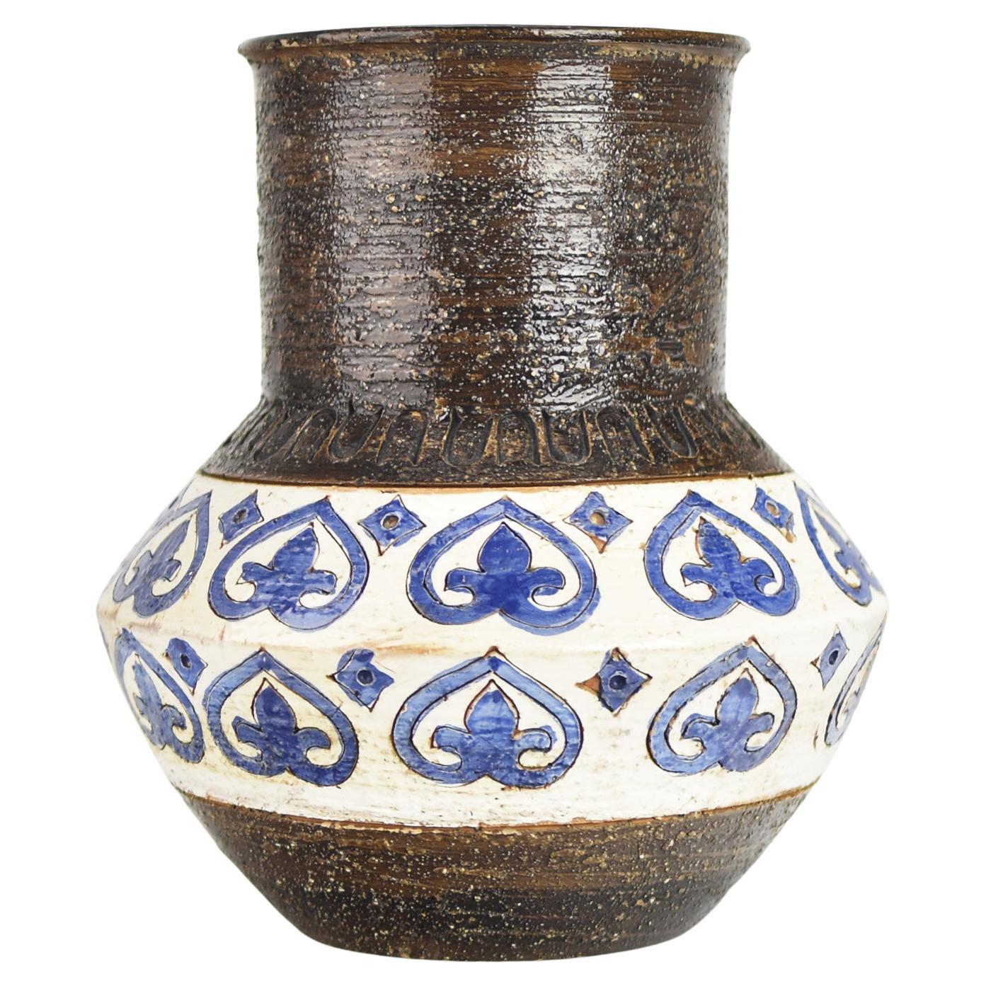 Vintage Italian Bitossi "Moroccan Hearts" Pottery Vase Design Aldo Londi, 1960s