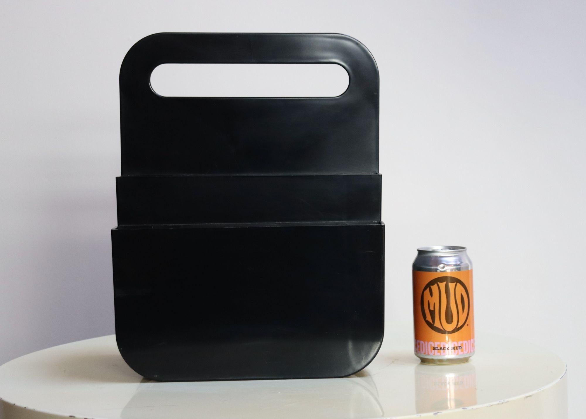 Vintage Italian Black ABS Plastic Magazine Rack by Olaf von Bohr for Kartell For Sale 2