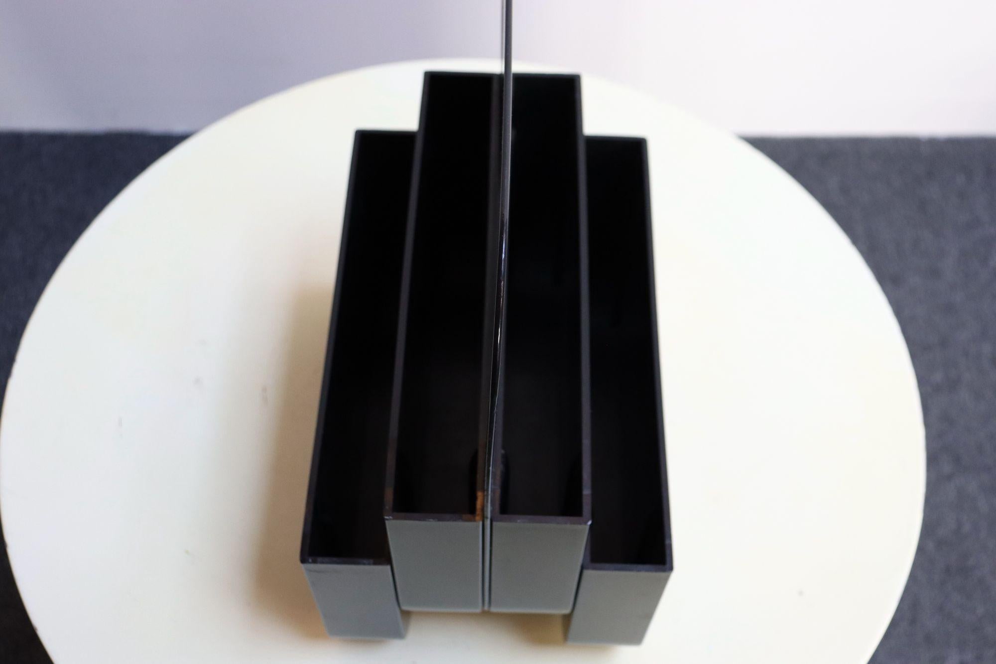 Vintage Italian Black ABS Plastic Magazine Rack by Olaf von Bohr for Kartell For Sale 8