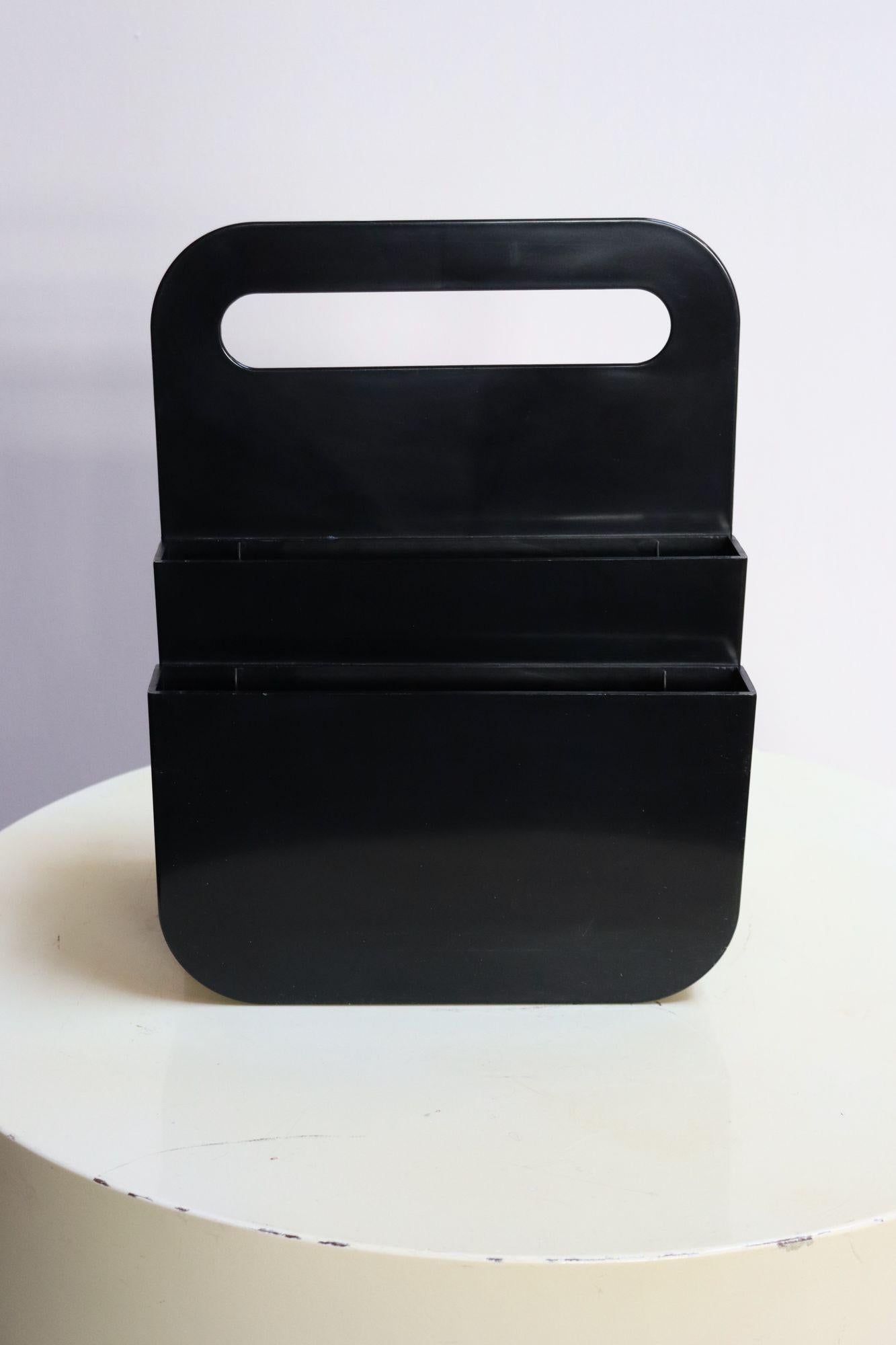 Vintage Italian Black ABS Plastic Magazine Rack by Olaf von Bohr for Kartell For Sale 10