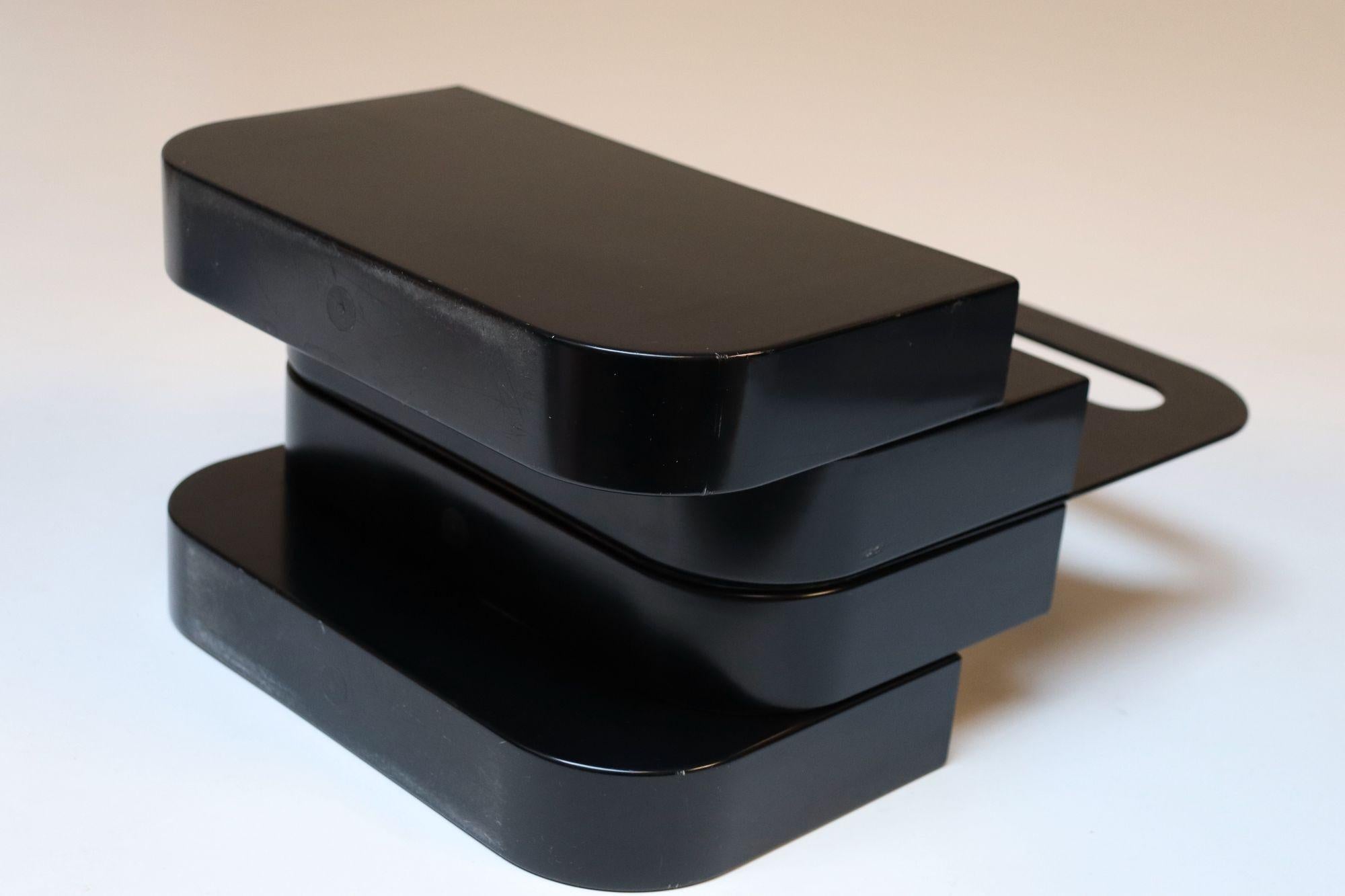 Vintage Italian Black ABS Plastic Magazine Rack by Olaf von Bohr for Kartell For Sale 9