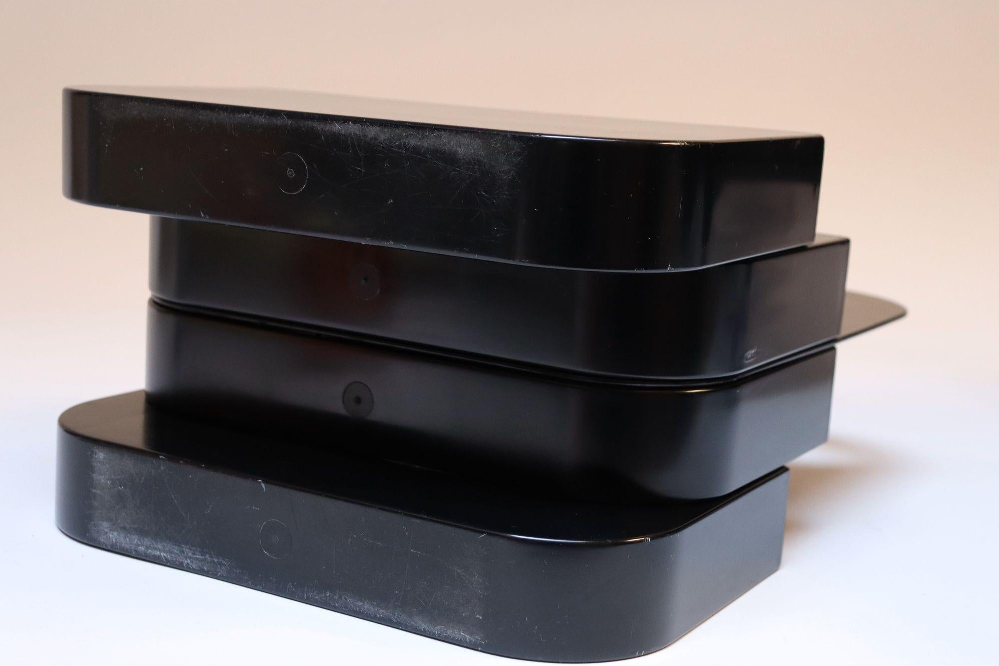 Vintage Italian Black ABS Plastic Magazine Rack by Olaf von Bohr for Kartell For Sale 1