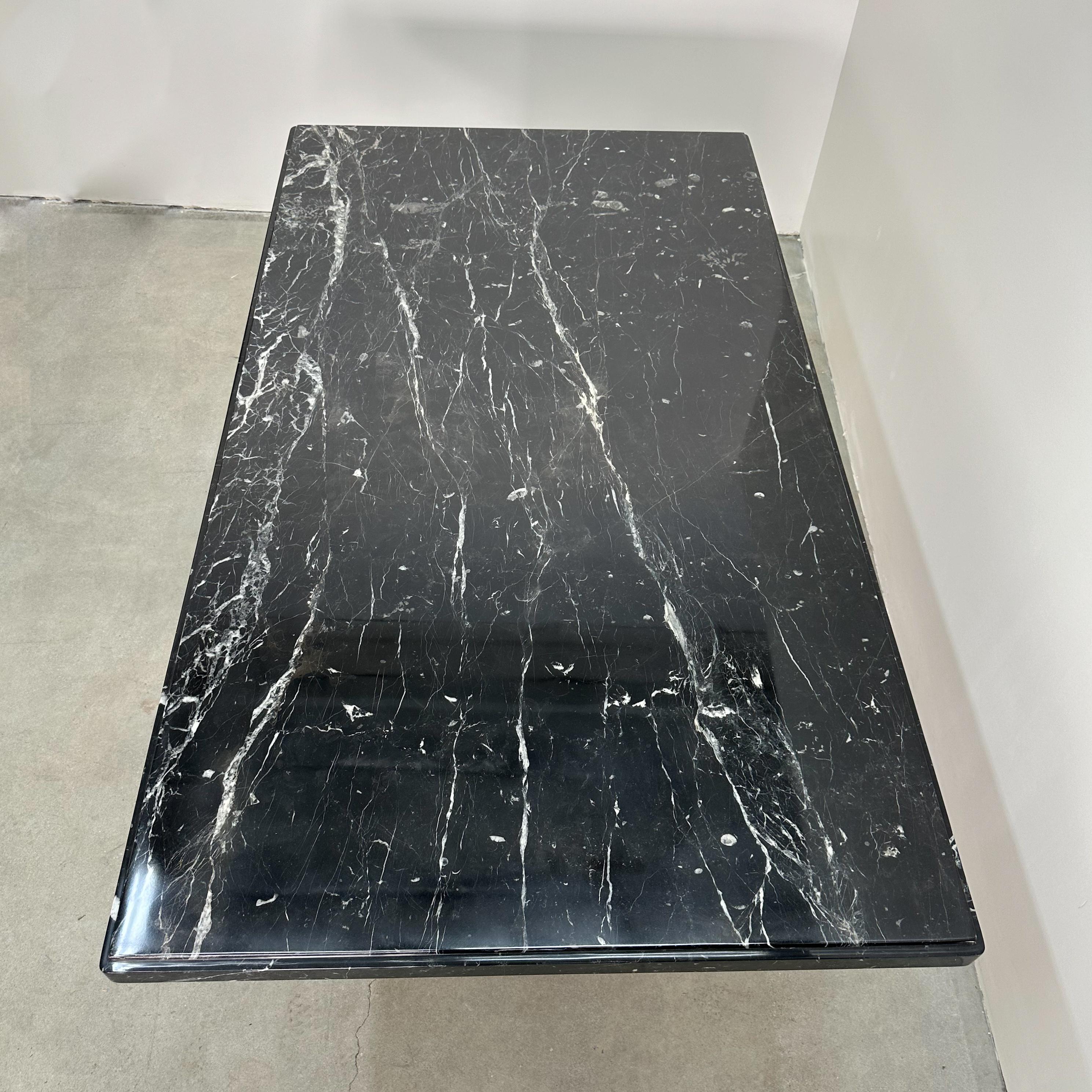 Vintage Italian Black And White Rectangle Marble Dining Table For Sale 4