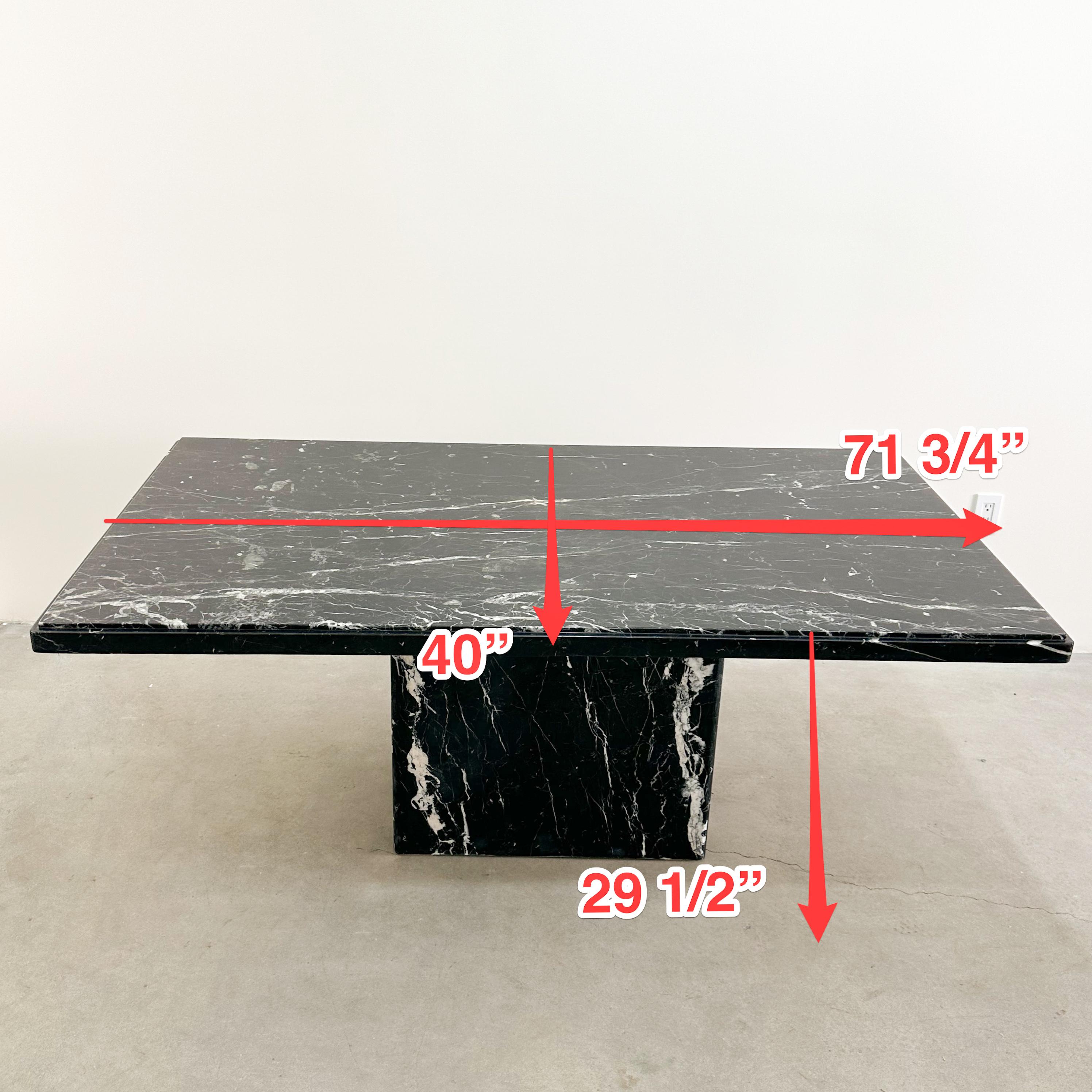 Vintage Italian Black And White Rectangle Marble Dining Table For Sale 5