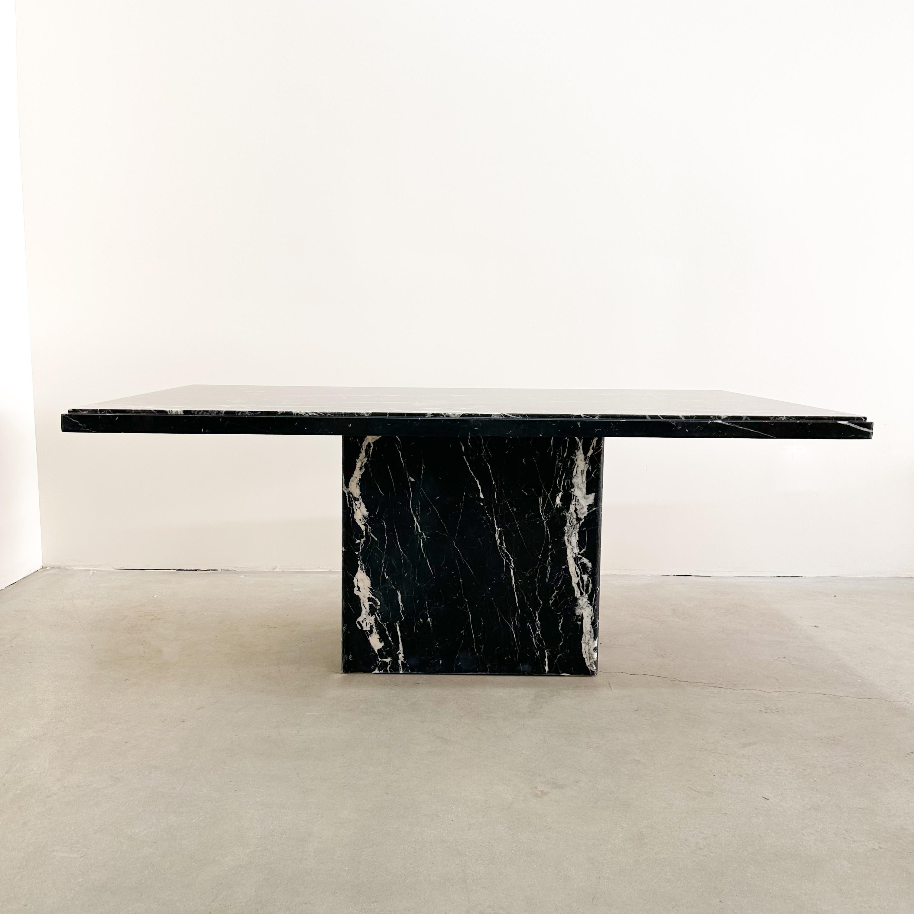 Unknown Vintage Italian Black And White Rectangle Marble Dining Table For Sale