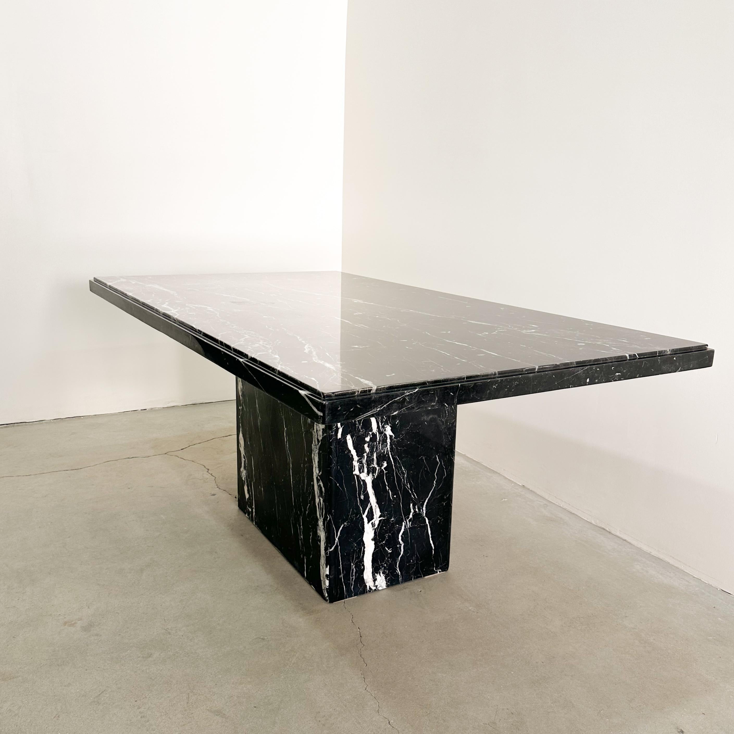 Vintage Italian Black And White Rectangle Marble Dining Table For Sale 1