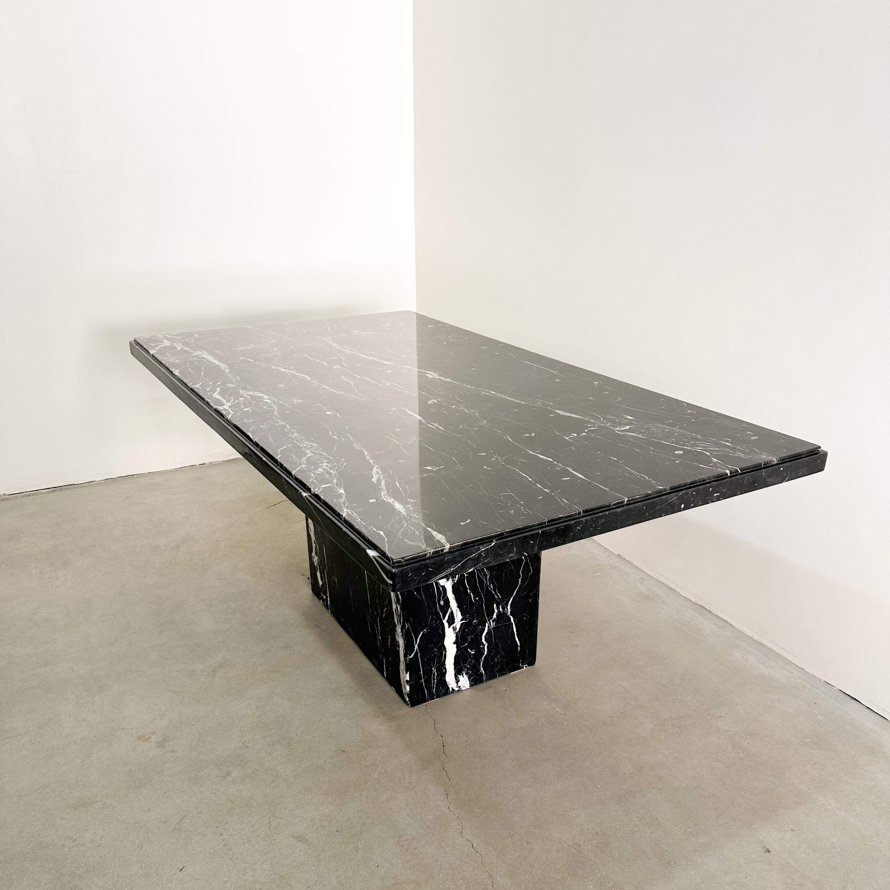 Vintage Italian Black And White Rectangle Marble Dining Table For Sale 2
