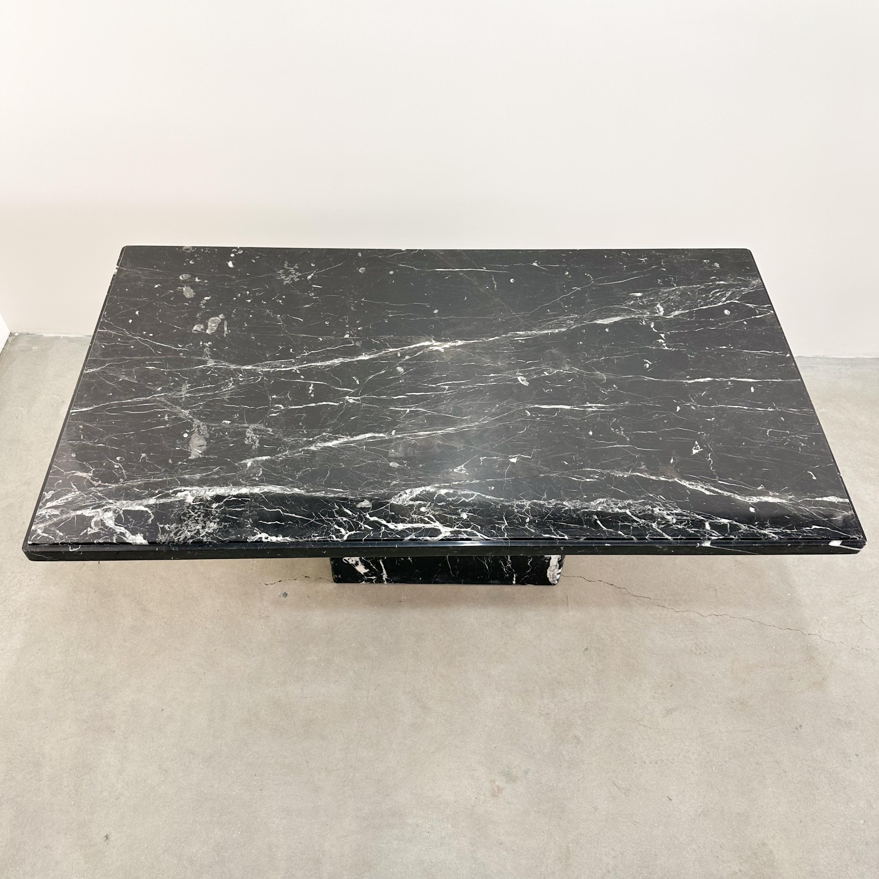 Vintage Italian Black And White Rectangle Marble Dining Table For Sale 3