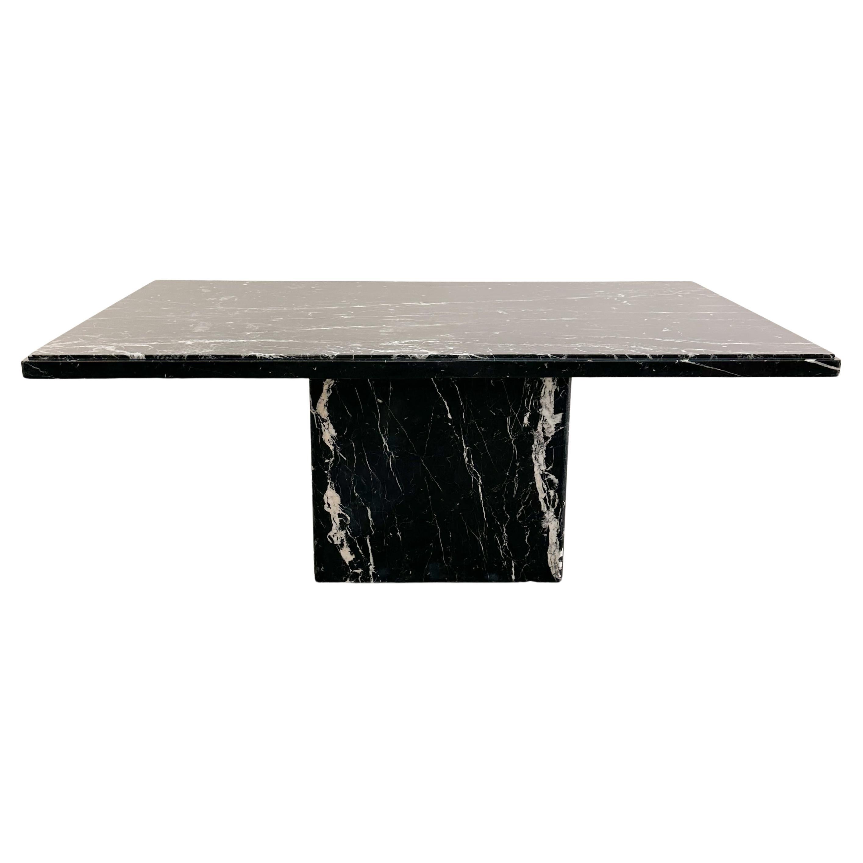 Vintage Italian Black And White Rectangle Marble Dining Table