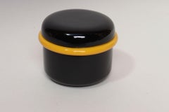 Vintage Italian Black and Yellow Lidded Ceramic Jar by Pino Spagnolo for Sicart