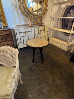 Vintage Italian Black Lacquered Table with Inscribed Letters Top