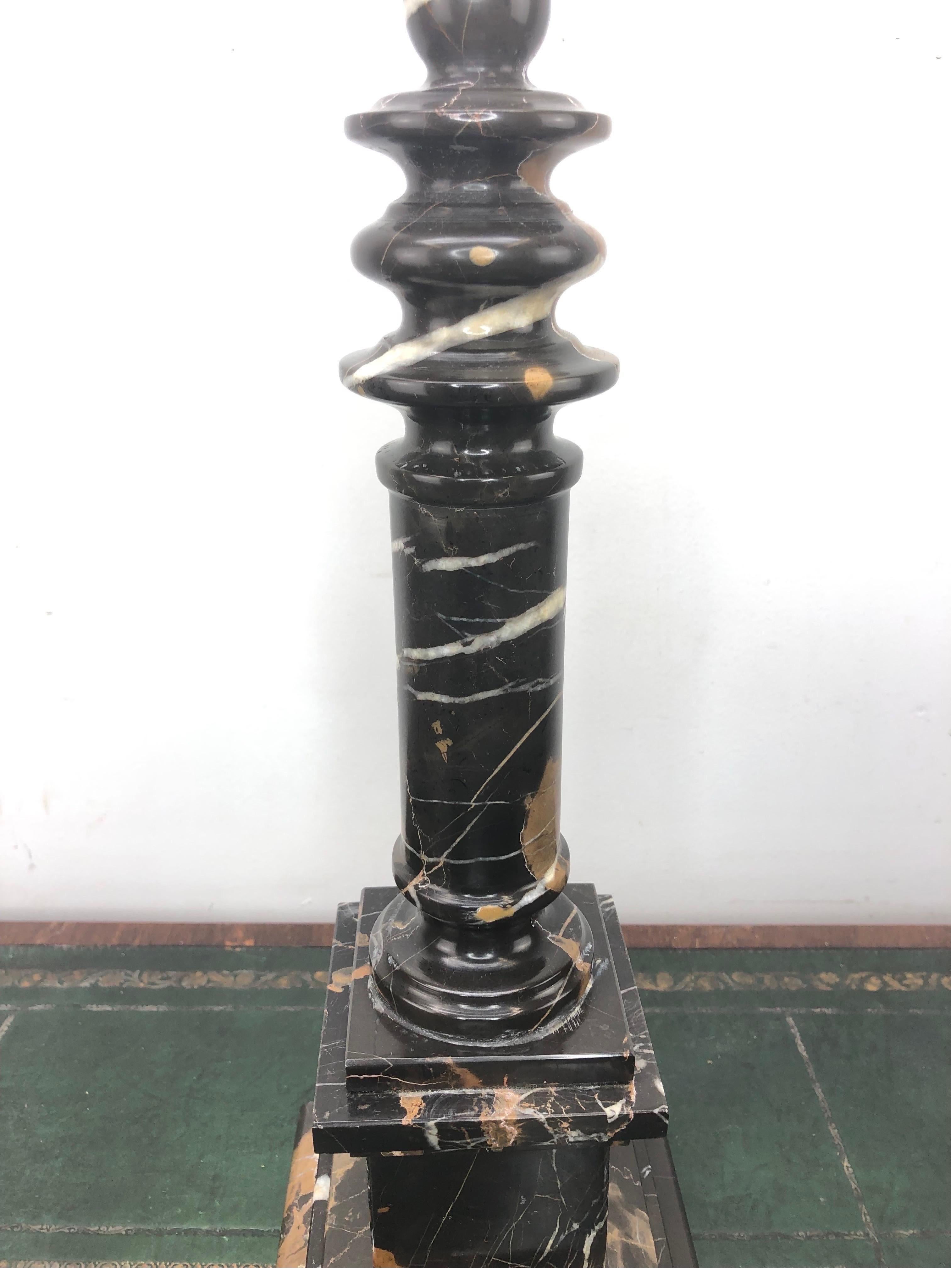 Vintage Italian Black Marble Column For Sale 2