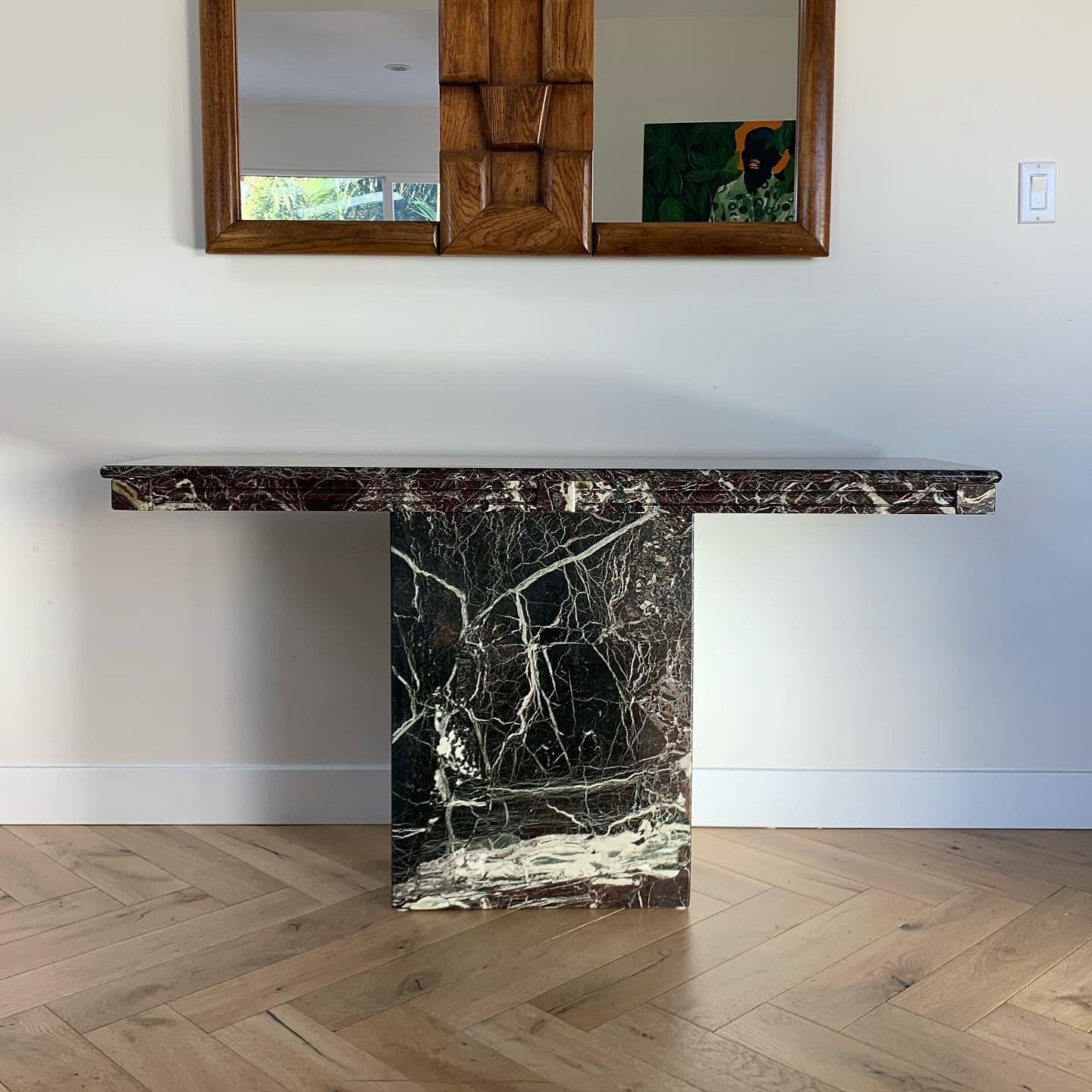 Vintage Italian Black Marble Console Table, circa 1960s / 70s In Good Condition In View Park, CA