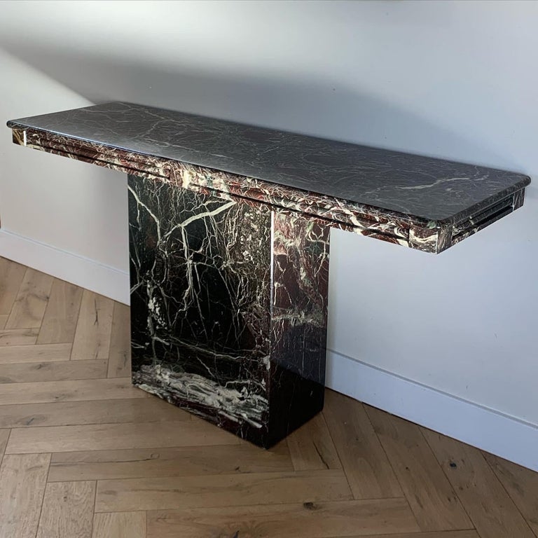 Vintage Italian Black Marble Console Table, circa 1960s / 70s at 1stDibs