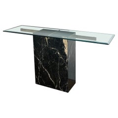 Vintage Italian Black Marble Pedestal Console Table, 1970s Vintage Italian Black Marble Pedestal Console Table, 1970s