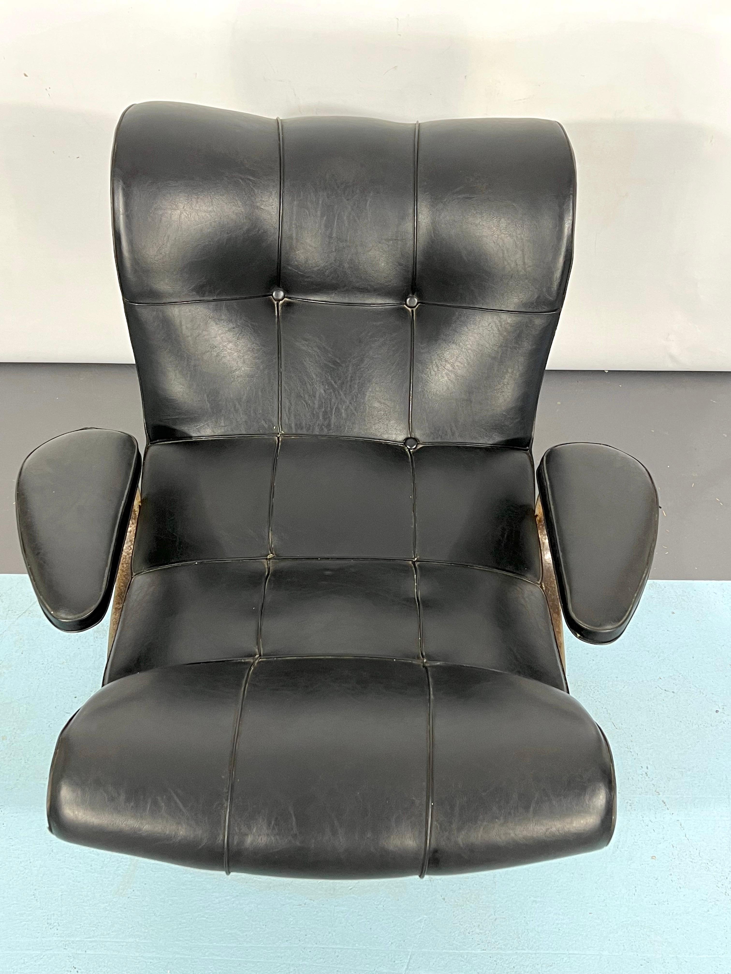 Vintage Italian Black Swivel Armchair from 60s For Sale 3