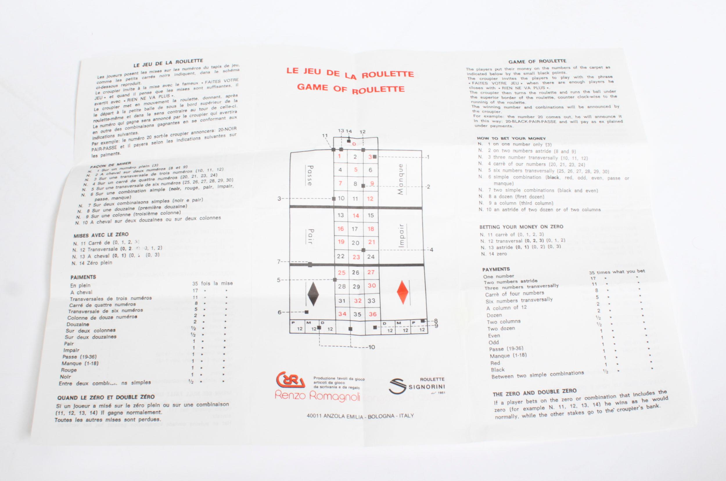 Vintage Italian Blackjack Games Card Roulette Table, Mid-20th Century 11