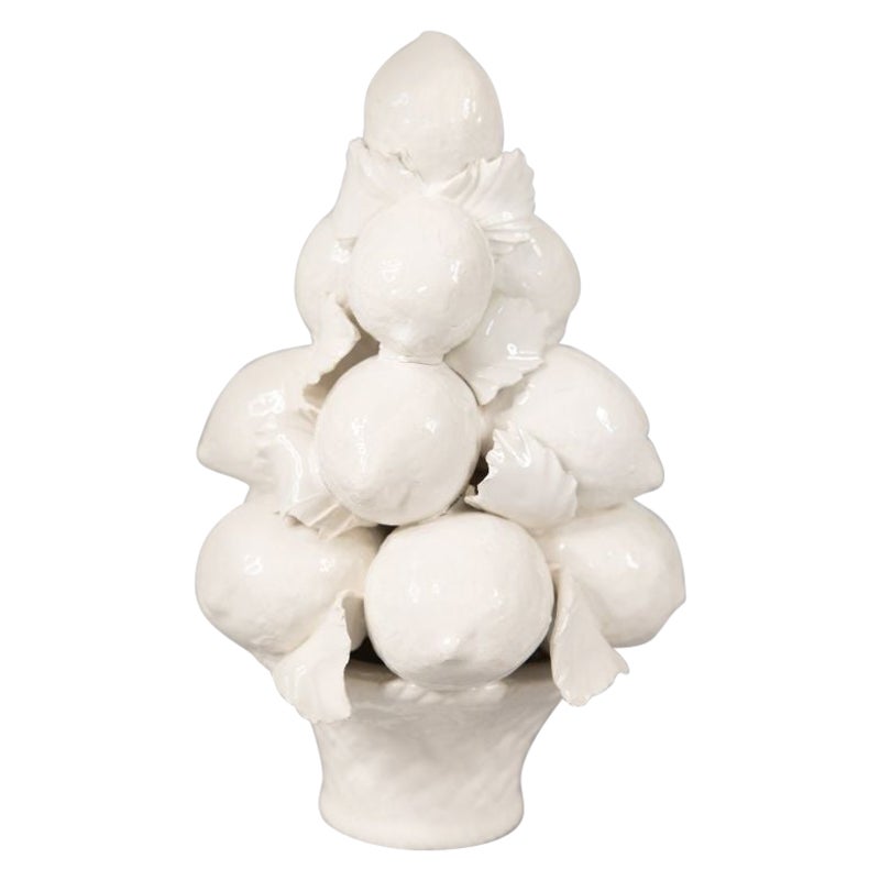 Vintage Italian Blanc de Chine Majolica Lemon Topiary