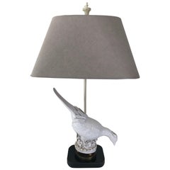 Lampe de bureau italienne vintage en forme de faisan, Blanc de Chine